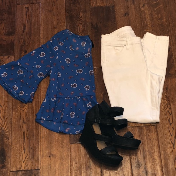 Blue Ruffle Blouse/Top - Picture 4 of 4